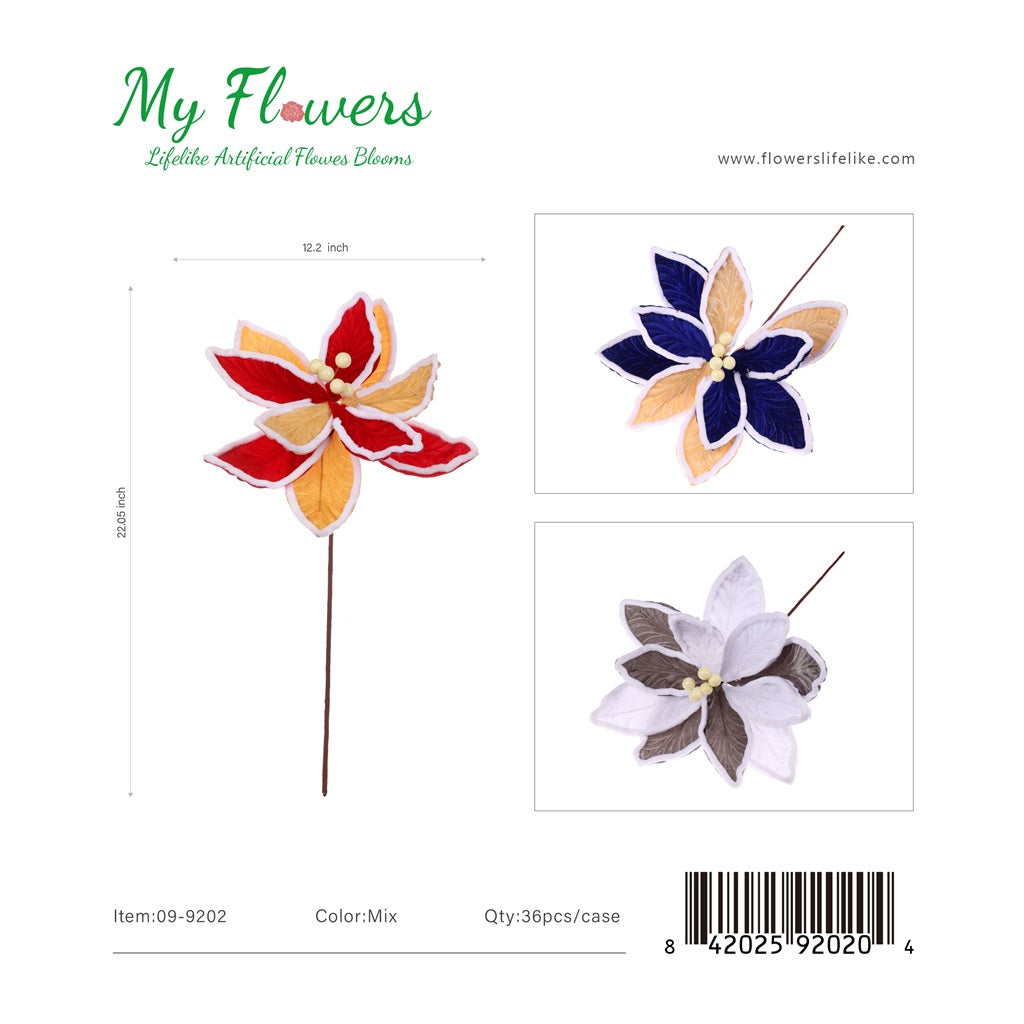 22" Christmas Leaf Mixed Colors - 36 Pcs/Case