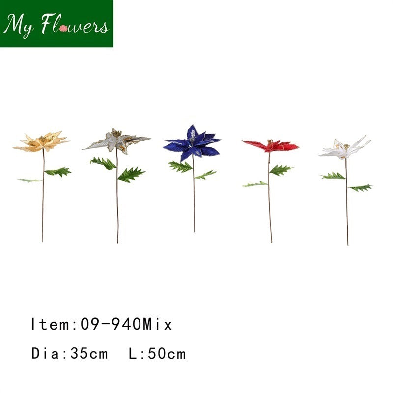 Christmas Poinsettia Stem - Mixed Colors
