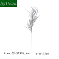 Silver Christmas Metallic Glitter Holly Stems