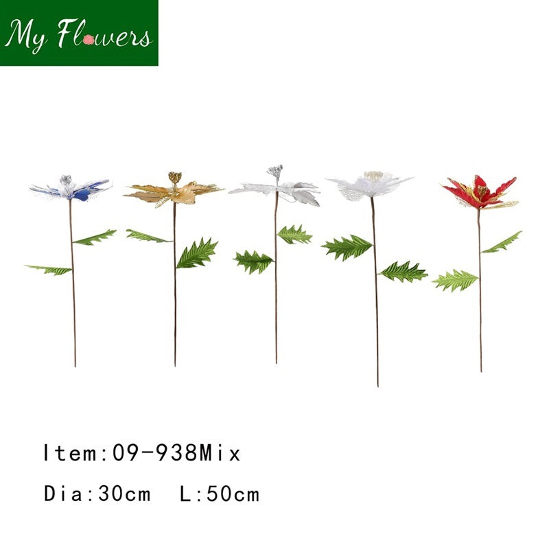 Christmas Poinsettia Stem - Mixed Colors