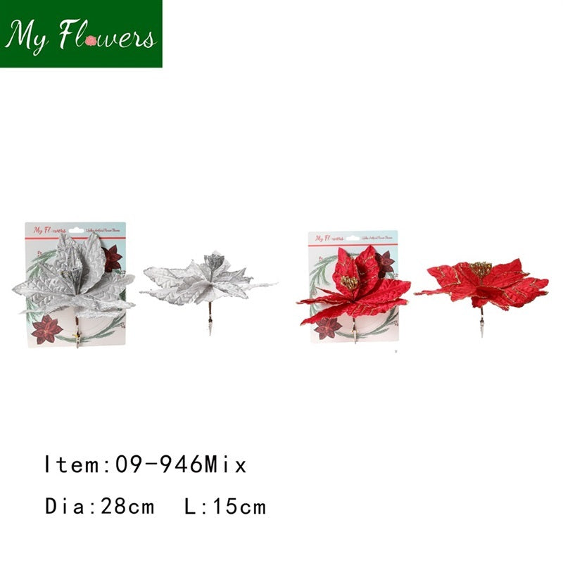 Christmas Poinsettia Flower on a Clip – Mixed Colors