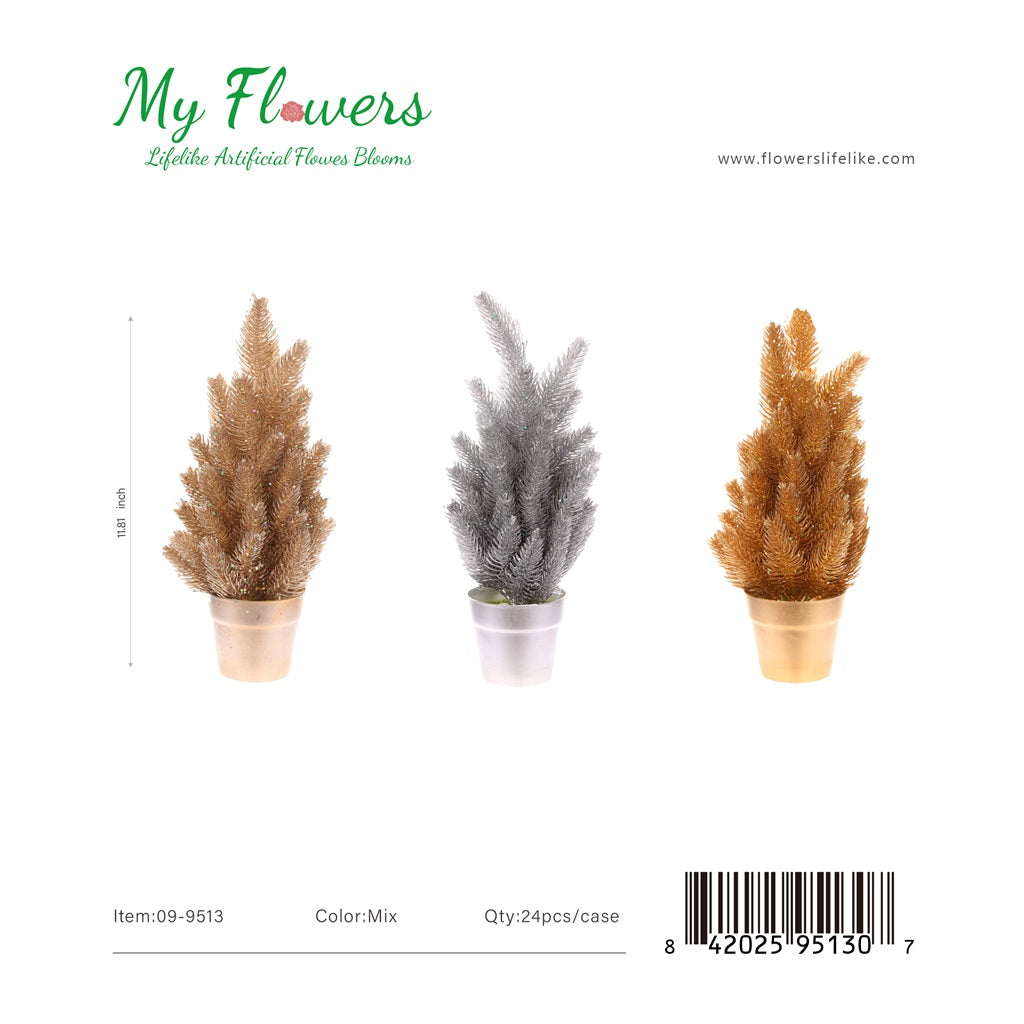 11.8" Christmas Potted Plants – Mixed Colors
