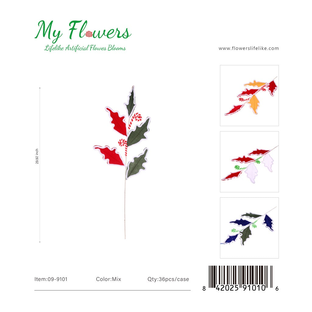 30" Christmas Floral Arrangement Mixed Colors - 36 Pcs/Case