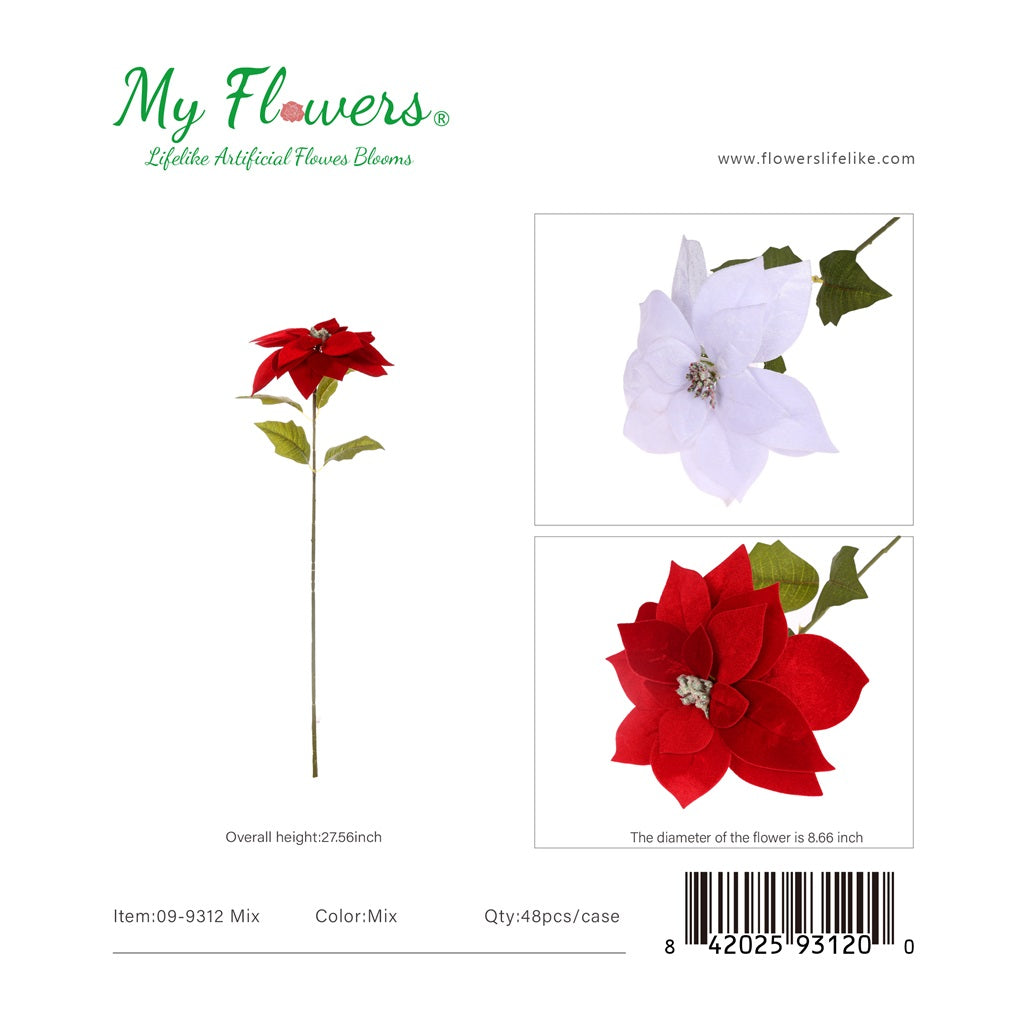 Mix Single Christmas Poinsettia Stems