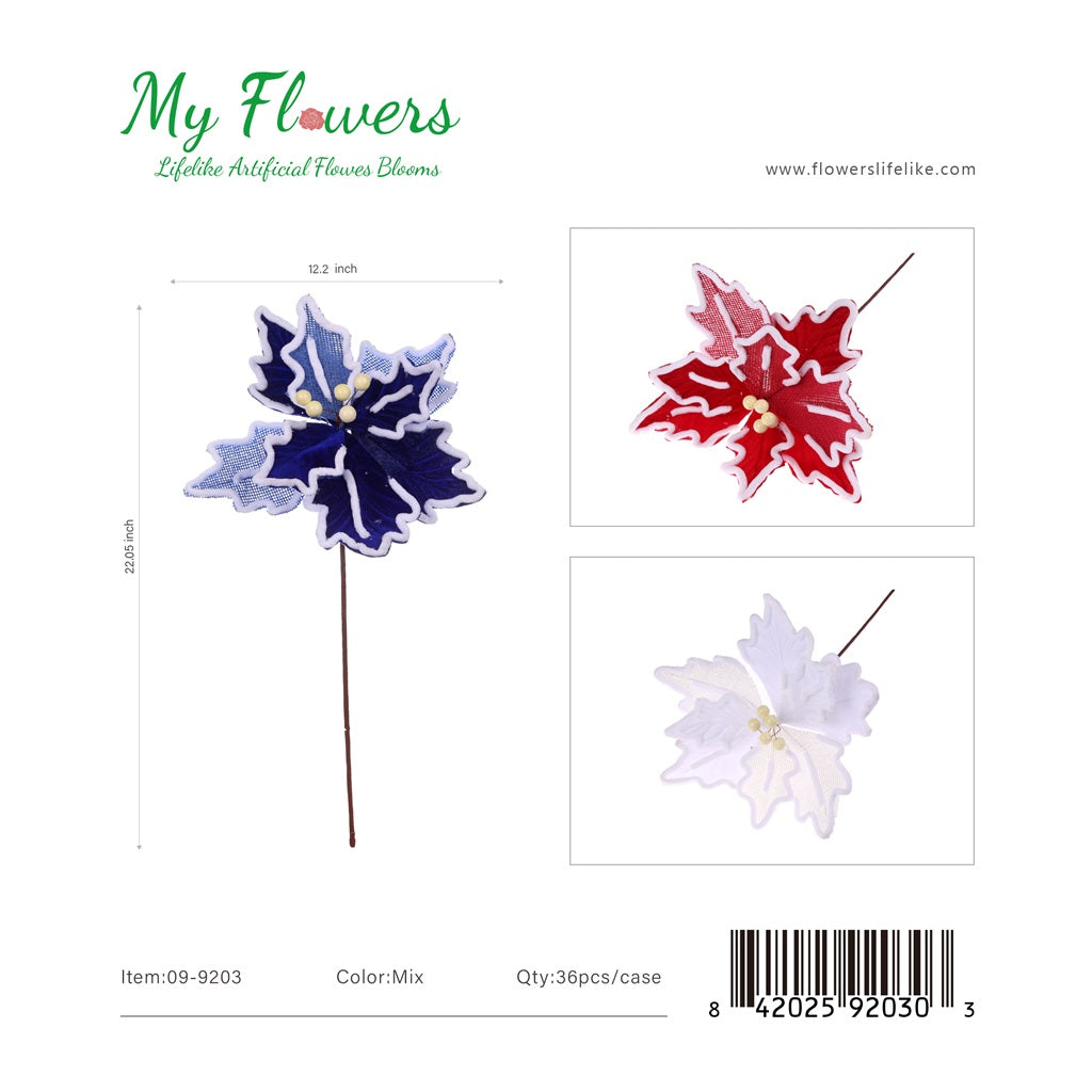 22" Christmas Leaf Two-Tone Mix - 36 Pcs/Case