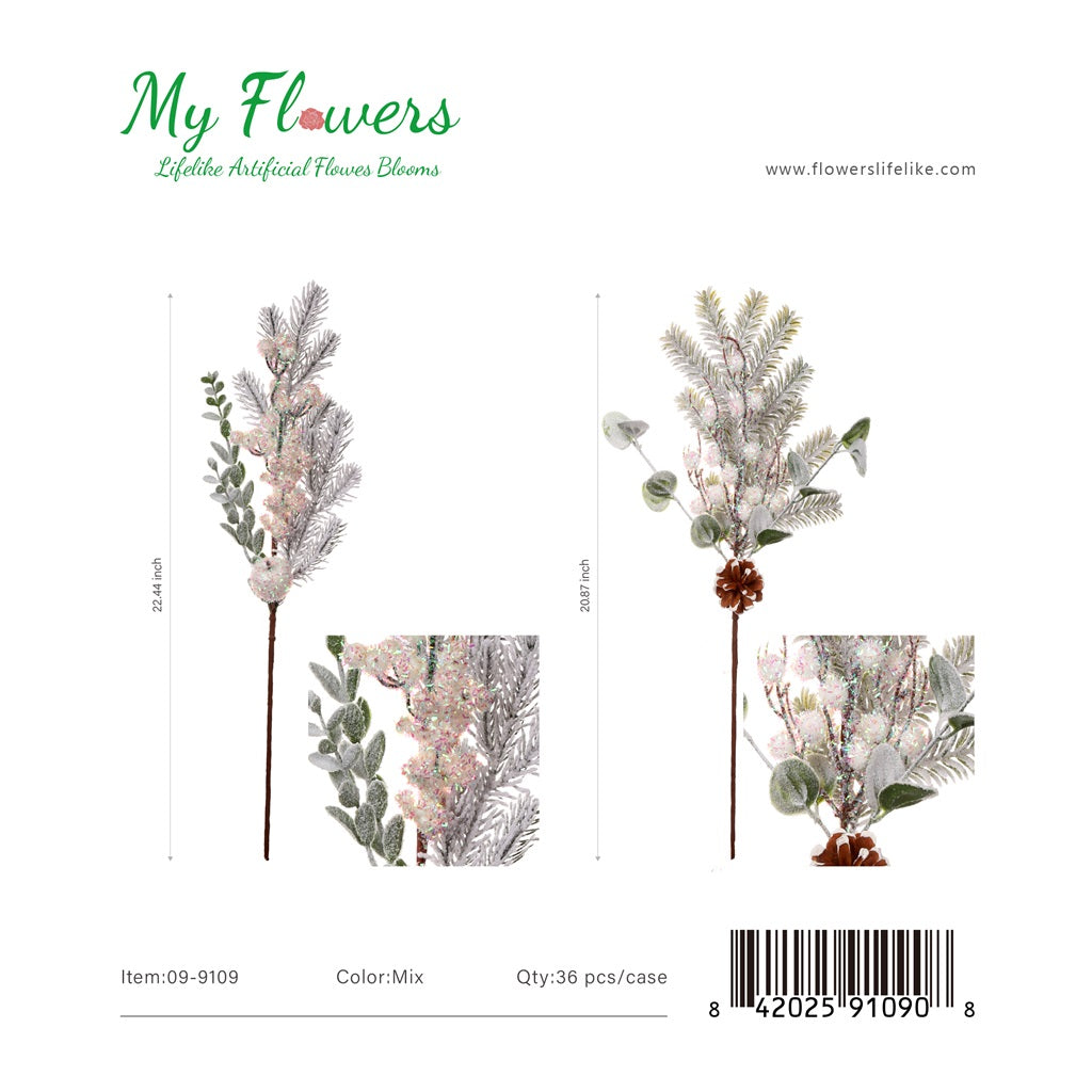 22.5" Christmas Berry Spray Mixed Colors - 36 Pcs/Case