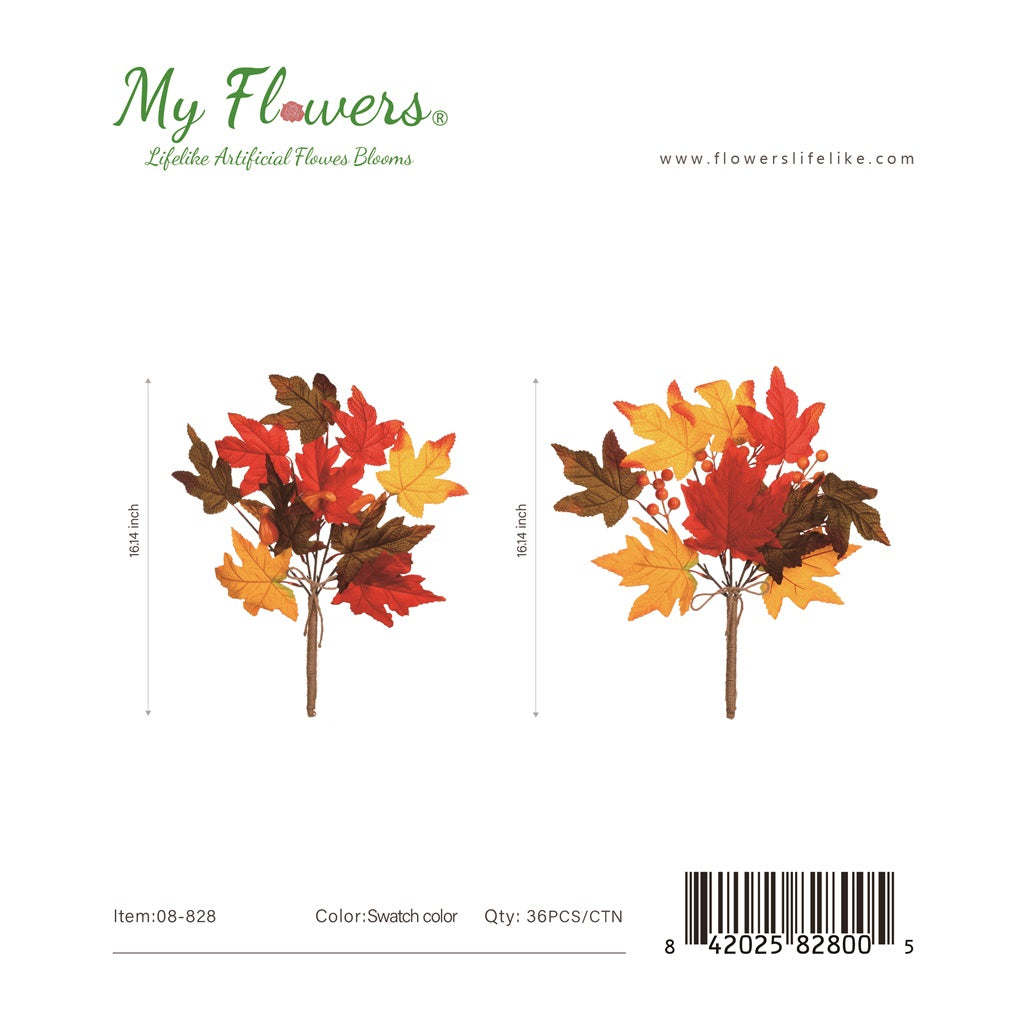 16.1" Autumn Maple Leaf with Spray - 36 Pcs/Case