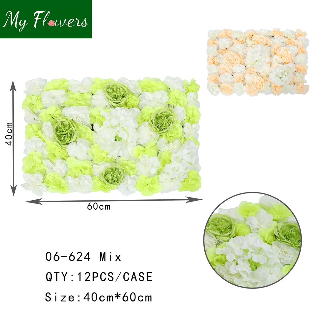 Mix Color Silk Rose Hydrangea Flower Wall Mat Backdrop Panel 23.62x15.75 inch - MyFlowers 06-624
