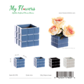Mix Color Grid-Texture Square Ceramic Vase 3.94 inch - MyFlowers 05-576