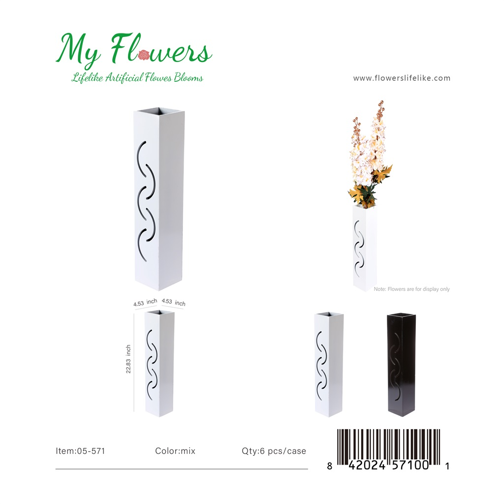 Mix Color Tall Wooden Floor Vase with Wave Cut-Out Design 22.83 inch - MyFlowers 05-571