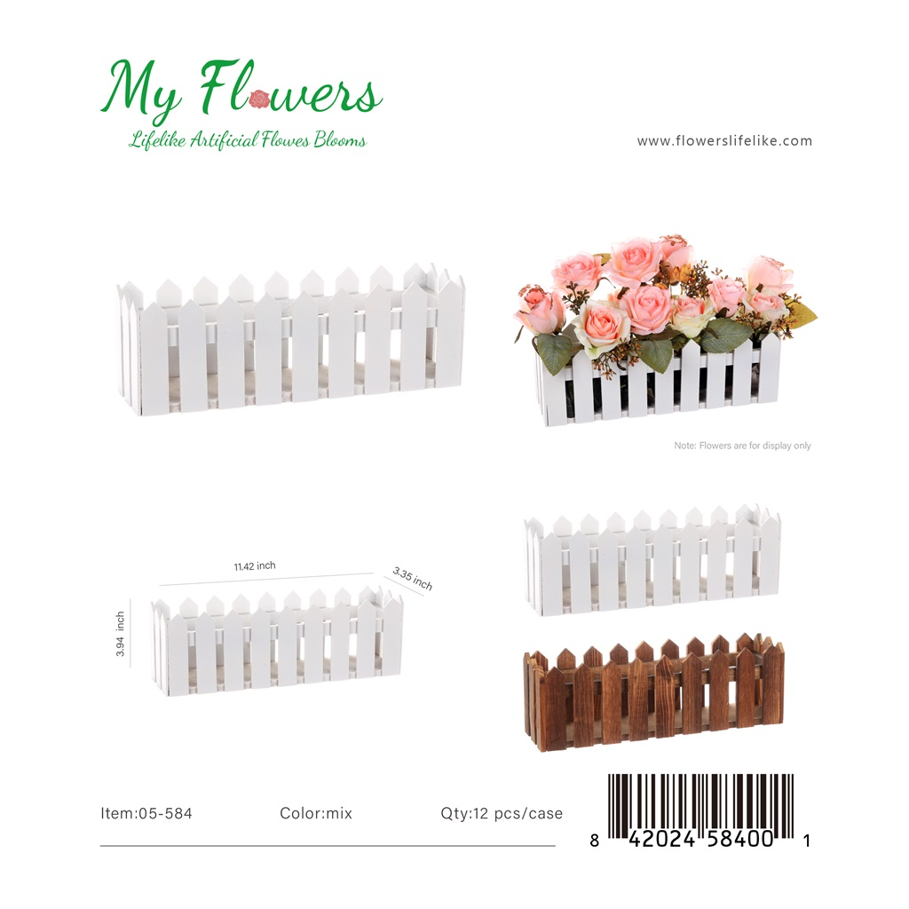 Mix Color Picket Fence Wood Flower Box Planter 11.42 inch - MyFlowers 05-584