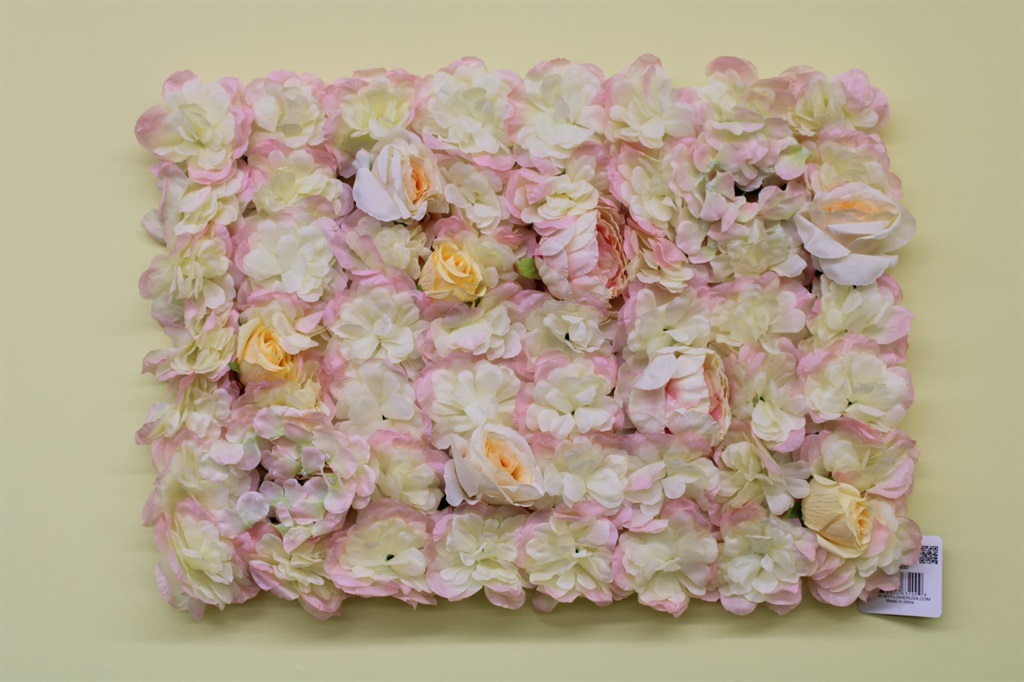 Blush Pink Silk Rose Hydrangea Flower Wall Mat Backdrop Panel 23.62x15.75 inch - MyFlowers 06-632
