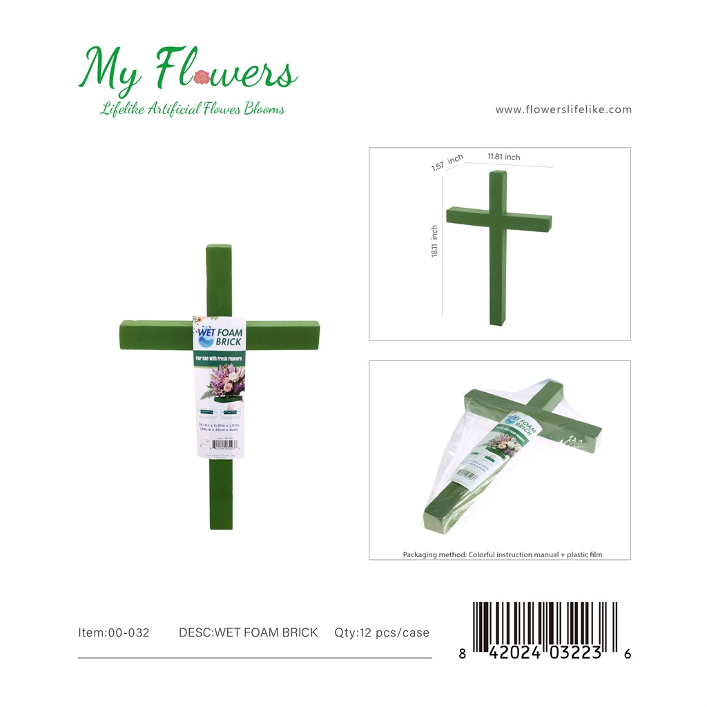 18.1 x 11.8 inch Cross Wet Floral Foam Brick for Fresh Flower Arrangements - MyFlowers line