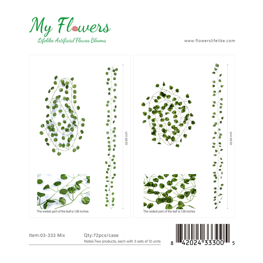 Mix Crabapple Leaves & Grape Leaves Artificial Hanging Garland - MyFlowers 03-333 Mix