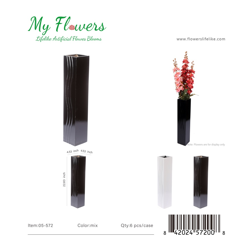 Mix Color Tall Wooden Floor Vase with Wave Groove Design 22.83 inch - MyFlowers 05-572