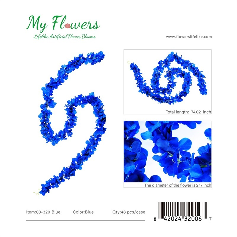 74 inch Blue Artificial Hanging Flower Garland - MyFlowers line