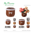 Mix Color Round Woven Basket Planter Set Lace Trim Bow - MyFlowers 05-594