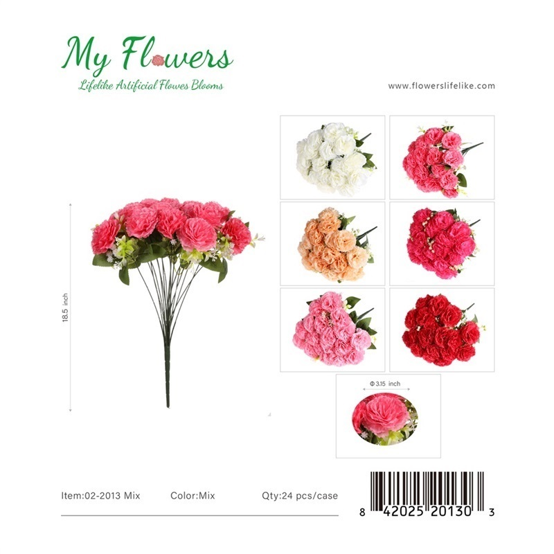 18.5 inch 18-Head Carnation Bush Artificial Flower Bouquet in Mixed Colors - MyFlowers line