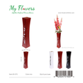Mix Color Hourglass Wooden Floor Vase with Floral Vine Print 22.83 inch - MyFlowers 05-573