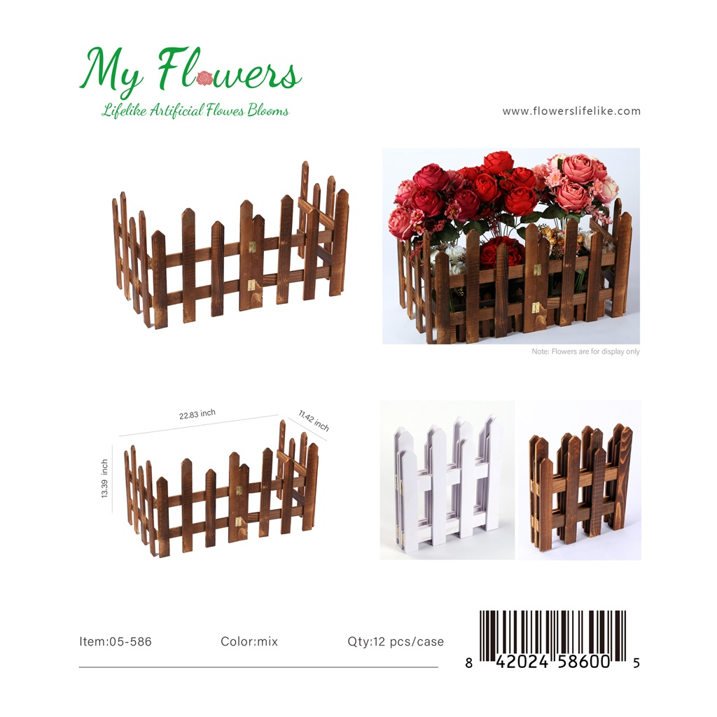 Mix Color XL Rustic Picket Fence Wood Flower Box Planter 22.83 inch - MyFlowers 05-586