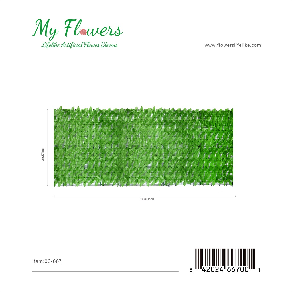 Light Green Expandable Artificial Vine Leaf Privacy Fence 39.37x118.11 inch - MyFlowers 06-667