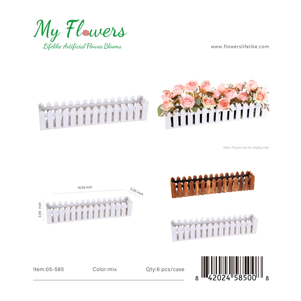 Mix Color Large Picket Fence Wood Flower Box Planter 19.29 inch - MyFlowers 05-585
