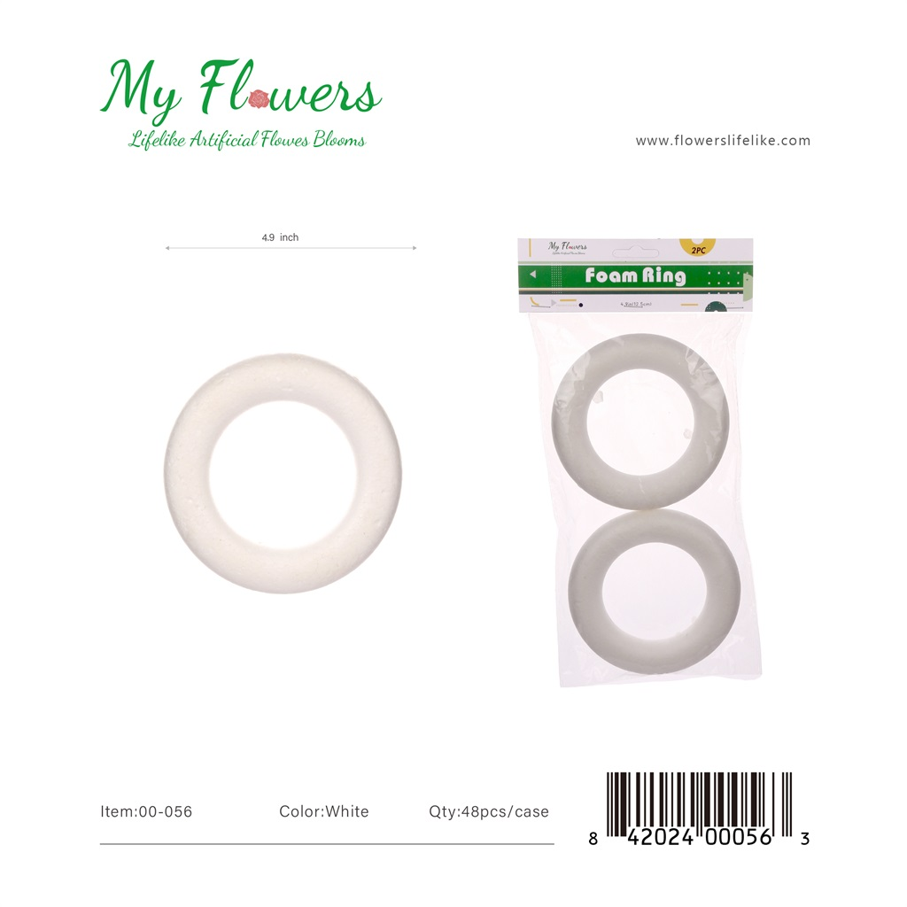 4.9 inch White Foam Ring 2 pieces per bag - MyFlowers line