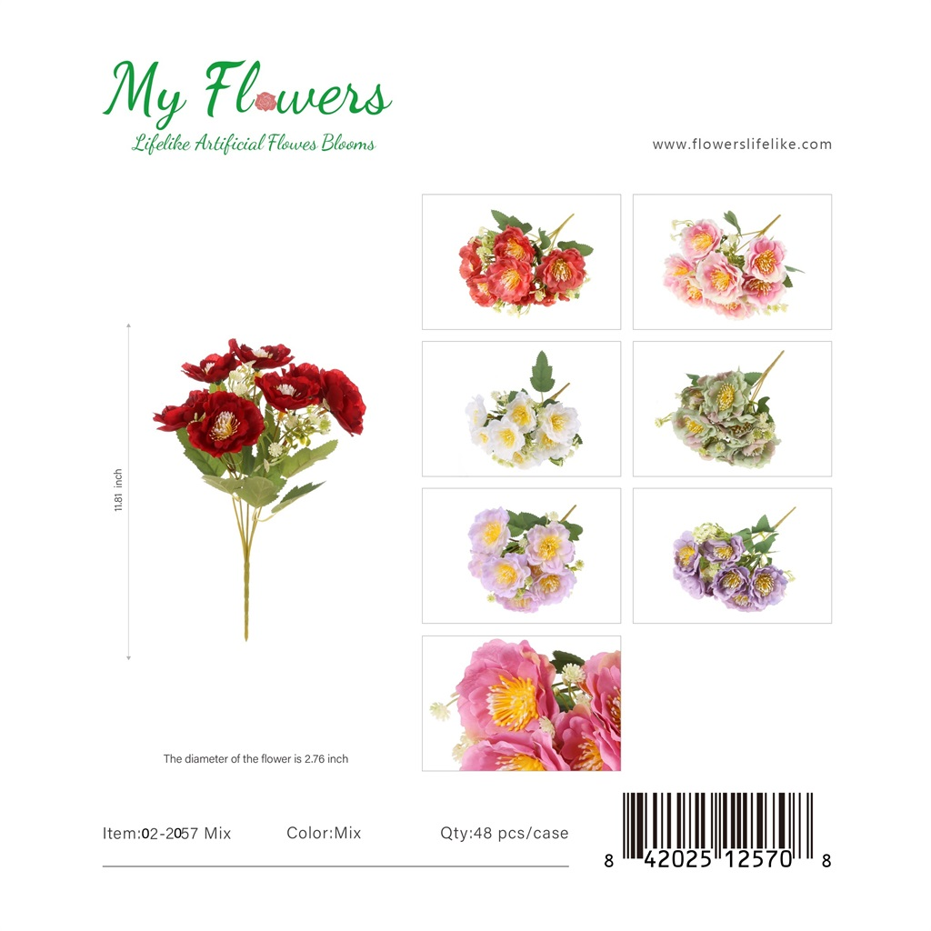 11.81 inch 7-Head Artificial Sakura Bouquet in Mixed Colors - MyFlowers line