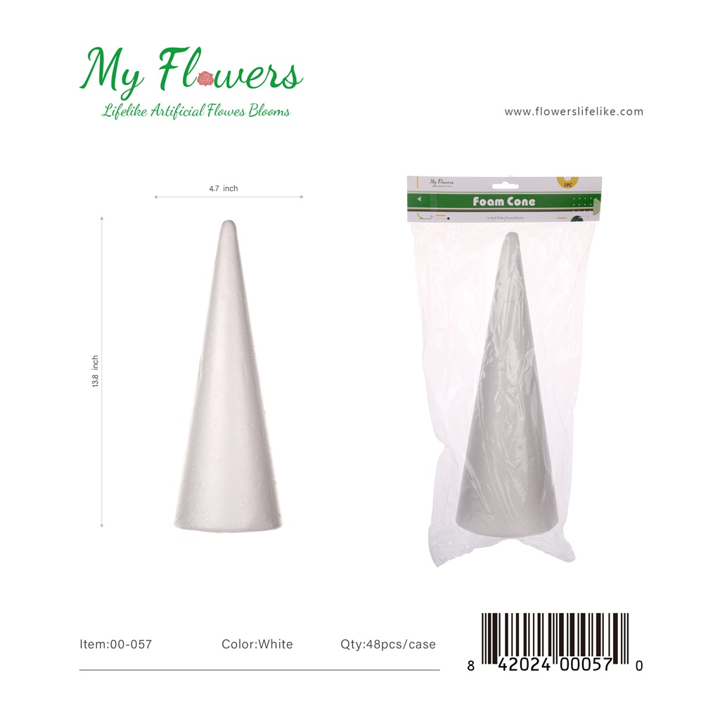 13.8 inch White Craft Foam Cone DIY Christmas Tree Form - MyFlowers line