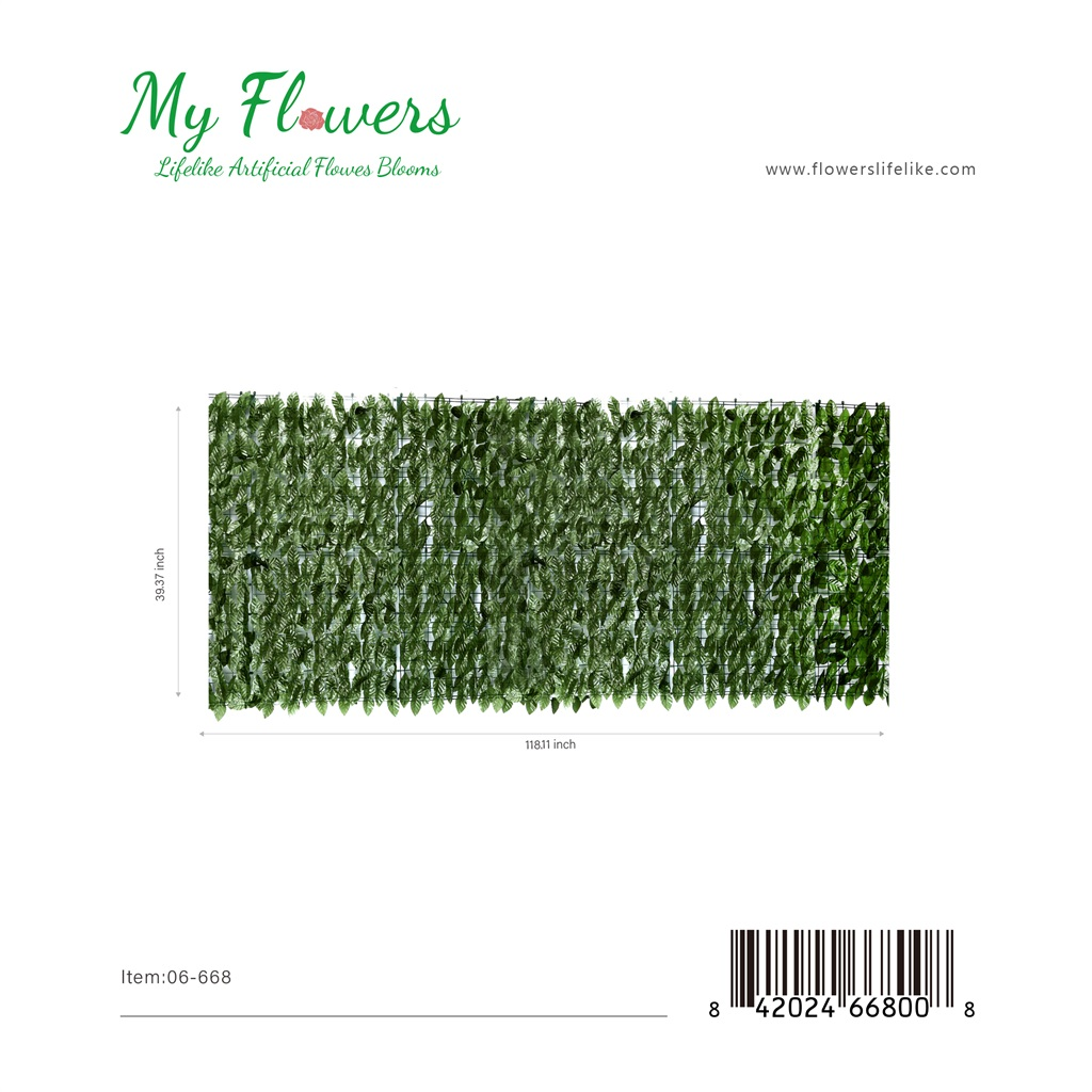 Dark Green Expandable Artificial Apple Leaf Privacy Fence 39.37x118.11 inch - MyFlowers 06-668