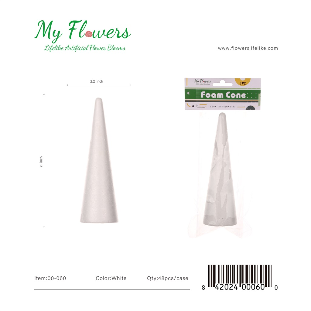 7.1 inch White Craft Foam Cone DIY Christmas Tree Form - MyFlowers line