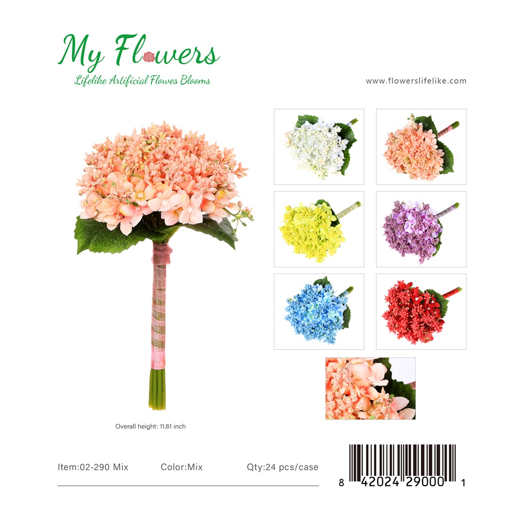 11.81 inch Artificial Hydrangea and Orchid Bouquet in Mixed Colors - MyFlowers line