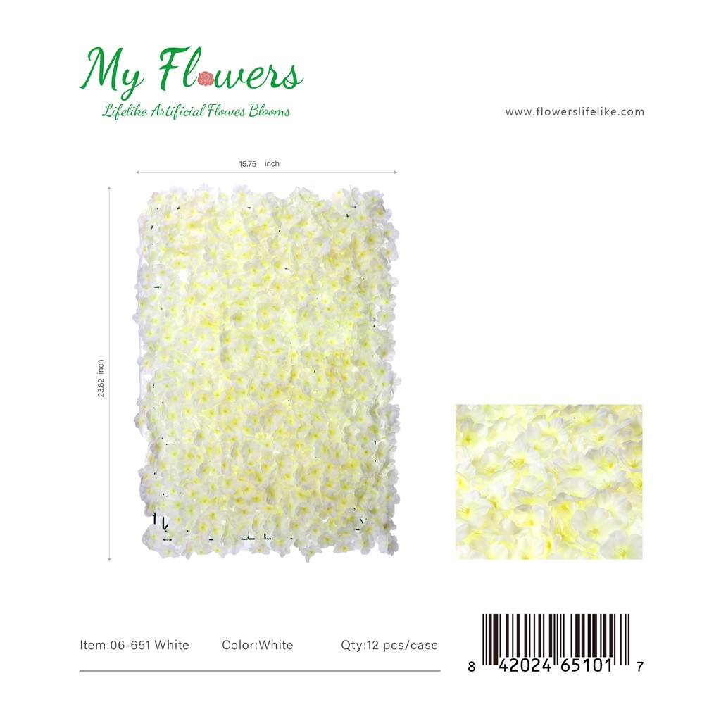 White Double-Deck Silk Sakura Flower Wall Mat Backdrop Panel 23.62x15.75 inch - MyFlowers 06-651 White