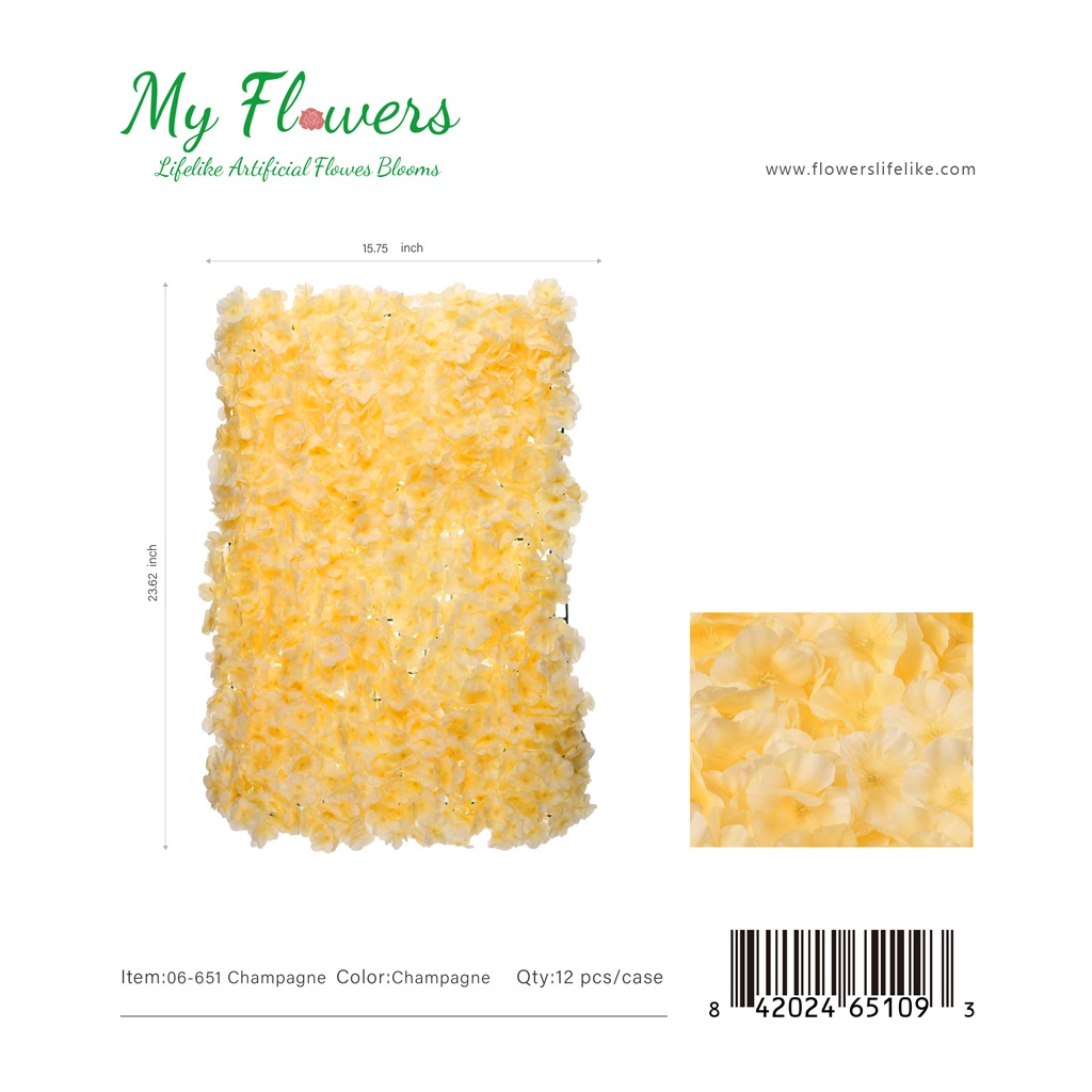 Champagne Double-Deck Silk Sakura Flower Wall Mat Backdrop Panel 23.62x15.75 inch - MyFlowers 06-651