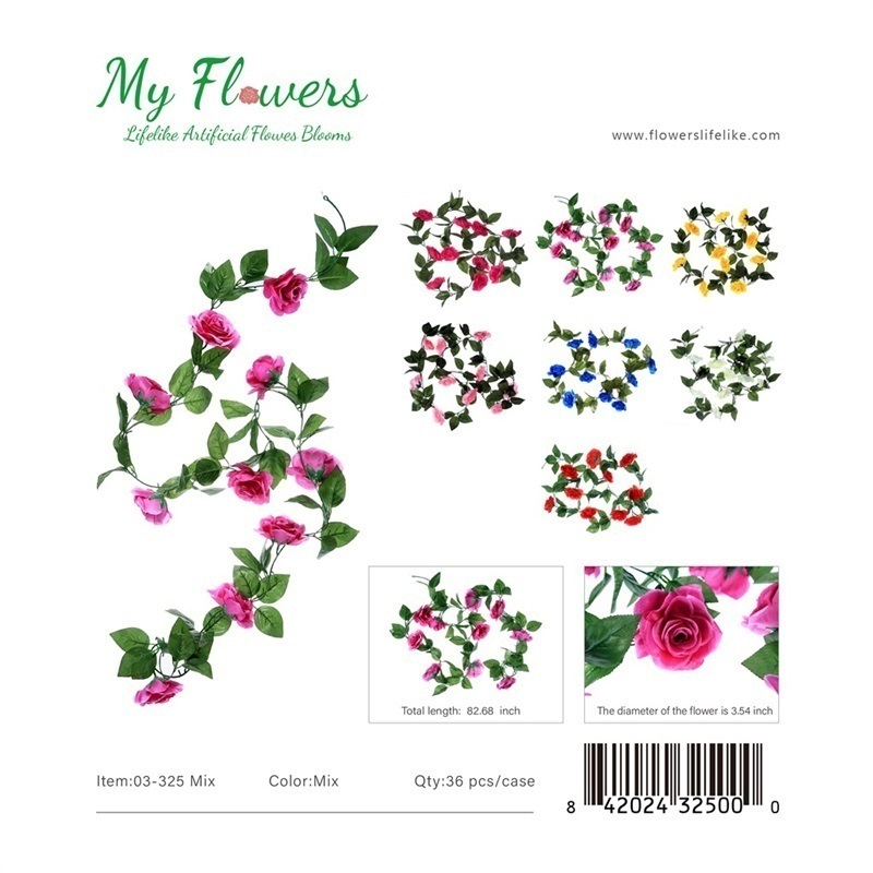 82.68 inch 10-Head Sweet Rose Artificial Hanging Flower Garland in Mixed Colors - MyFlowers line