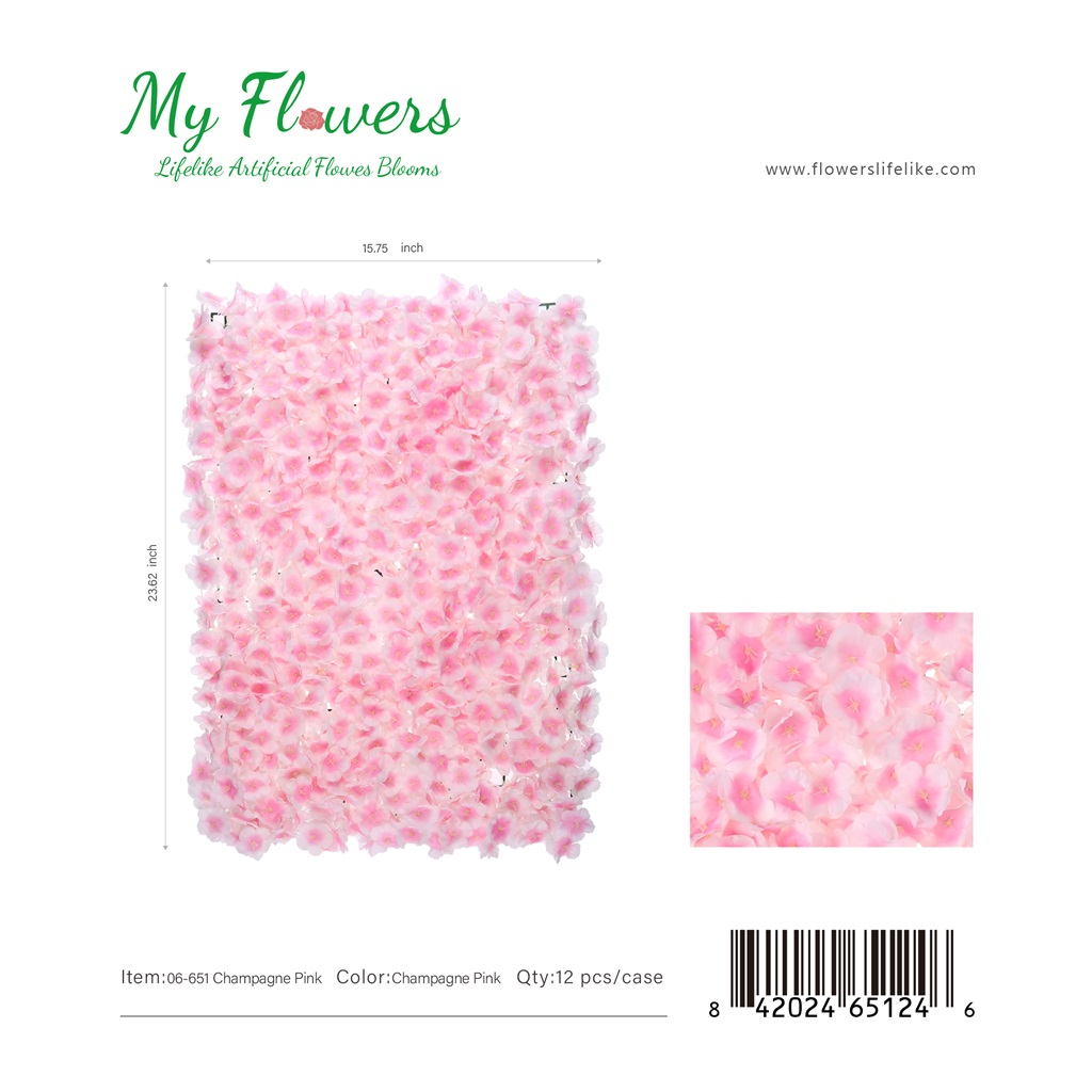 Champagne Pink Double-Deck Silk Sakura Flower Wall Mat Backdrop Panel 23.62x15.75 inch - MyFlowers 06-651