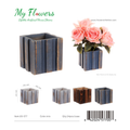 Mix Color Rustic Slatted Wood Square Planter Vase 4.72 inch - MyFlowers 05-577