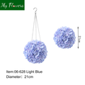 Light Blue Hanging Silk Hydrangea Ball with Chain Hook 8.27 inch - MyFlowers 06-628 Light Blue
